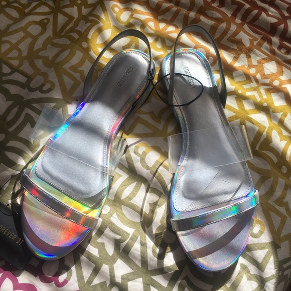 holographic clear sandals